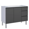 Gabinete de Aço Para Pia 120cm 3 Gavetas Cozinha Gaia Cozimax Preto