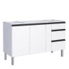 Gabinete de Aço Para Pia 150cm 3 Gavetas Cozinha Gaia Cozimax Branco 