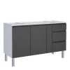 Gabinete de Aço Para Pia 150cm 3 Gavetas Cozinha Gaia Cozimax Preto