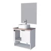 Conjunto Para Banheiro Aço Pequi 60 Com Cuba Duna e Espelho Bisotê Cozimax Branco