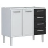 Gabinete de Pia 120 Apolo Flat 4G Cozimax Branco/Preto