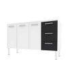 Gabinete de Pia 140 Apolo Flat 3G Cozimax Branco/Preto