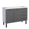 Gabinete de Aço Para Pia 120cm 2 Portas Juno/Apolo 4 Gavetas Cozimax Preto