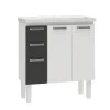Gabinete Para Banheiro Aço Damasco Com Pés 80 Cozimax Branco/Preto