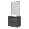 Conjunto Para Banheiro Aço Gaia 60 com Espelho e Cuba de Louça Linea Cozimax Preto