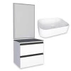 Conjunto Para Banheiro Aço Gabinete Gaia 60 Com Espelho e Cuba Luna Cozimax Branco