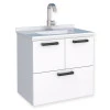 Gabinete Para Banheiro Aço Isis 60 Com Lavatório Louça Cozimax Branco