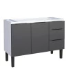 Gabinete de Aço Para Pia 120cm 2 Portas 3 Gavetas Júpiter Cozimax Preto