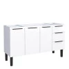 Gabinete de Aço Para Pia 150cm 3 Portas 3 Gavetas Júpiter Cozimax Branco
