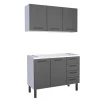 Cozinha Completa Gabinete Para Pia 120 e Armário Aéreo Juno/Apolo 4 Gavetas Cozimax Preto