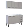 Cozinha Completa Gabinete Para Pia 140 e Armário Aéreo Juno/Apolo 4 Gavetas Cozimax Cinza Argila