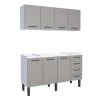 Cozinha Completa Gabinete Para Pia 160 e Armário Aéreo Juno/Apolo 4 Gavetas Cozimax Cinza Argila
