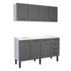 Cozinha Completa Gabinete Para Pia 160 e Armário Aéreo Juno/Apolo 4 Gavetas Cozimax Preto