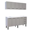 Cozinha Completa Gabinete Para Pia 180 e Armário Aéreo Juno/Apolo 4 Gavetas Cozimax Cinza Argila