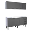 Cozinha Completa Gabinete Para Pia 180 e Armário Aéreo Juno/Apolo 4 Gavetas Cozimax Preto