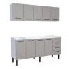 Cozinha Completa Gabinete Para Pia 200 e Armário Aéreo Juno/Apolo 4 Gavetas Cozimax Cinza Argila