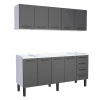 Cozinha Completa Gabinete Para Pia 200 e Armário Aéreo Juno/Apolo 4 Gavetas Cozimax Preto