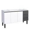 Gabinete de Aço Para Pia 150cm 3 Portas 3 Gavetas Netuno Cozimax Branco Preto