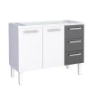 Gabinete de Aço Para Pia de 120cm Vênus 3 Gavetas Cozimax Branco/Preto