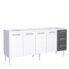 Gabinete de Aço Para Pia de 200cm Vênus 3 Gavetas Cozimax Branco/Preto