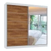 Guarda Roupa Camboriu 1 Porta de Espelho Mirarack Branco/Canela
