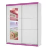 Guarda Roupa Caribe Com Espelho Mirarack Branco/Rosa