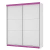 Guarda Roupa 2 Portas Correr Caribe Mirarack Branco/Rosa