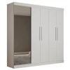 Guarda Roupa Com Sapateira Porta Espelho Magnífico Gelius Branco