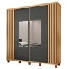 Roupeiro Casal 228cm Portas Correr Com Espelho Monte Carlo RV Móveis Cinamomo Ripado/Grafite
