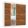 Guarda Roupa Casal Com Espelho Navegantes Mirarack Branco/Canela