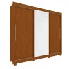 Guarda Roupa Grande Casal 3 Portas Correr 1 Porta de Espelho e Pés 228x226 Royale Gelius Castanho