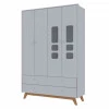 Guarda Roupa Infantil 4P 4G Sol Pés Cadeira Gelius Branco