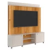 Estante Home Rack Painel Para TV 75 Pol 183cm Florença Lukaliam Off White/Freijo Ripado 3D