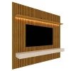 Home Painel Ripado 3D TV 75 Pol  224cm x 250cm Com LED Requinte Gelius Naturale/Off White