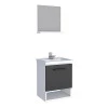 Conjunto Para Banheiro Aço Gabinete e Espelho Pitanga Mais 40 Cozimax Branco/Preto