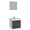 Conjunto Para Banheiro Aço Gabinete e Espelho Pitanga 40 Cozimax Branco/Preto