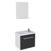 Conjunto Para Banheiro Madeira Gabinete e Espelho Ágata 45 Cozimax Branco/Preto