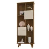 Estante de Livro Retro 2 Portas 64x183 Napoli RV Móveis Cinamomo/Off White