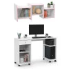 Mesa Para Computador Com Nicho Parede 125cm Gaveta Million Patrimar Branco/Rosa