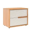 Mesa de Cabeceira 2 Gavetas Puxadores 100% MDF Concept Robel Freijo/Off White Frisado