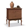 Mesa de Cabeceira Retrô 2 Gavetas Luis XV EDN Naturale