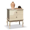 Mesa de Cabeceira Retrô 2 Gavetas Luis XV EDN Off White
