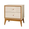 Mesa de Cabeceira 2 Gavetas Bono EAX Móveis Off White/Cedro