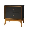 Mesa de Cabeceira 2 Gavetas Bono EAX Móveis Preto/Cedro