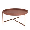 Mesa de Centro Redonda Couro Sintético 70x70x39 Decor Patrimar Marrom