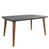 Mesa de Jantar Retrô Tampo Vidro 120x90x78 Pés Trapézio Jade RV Móveis Grafite