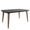 Mesa de Jantar Retrô Tampo Vidro 120x90x78 Pés Trapézio Jade RV Móveis Preto
