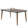 Mesa de Jantar Retrô Tampo Vidro 170x90x78 Pés Trapézio Jade RV Móveis Grafite