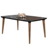 Mesa de Jantar Retrô Tampo Vidro 170x90x78 Pés Trapézio Jade RV Móveis Preto