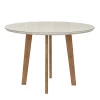 Mesa de Jantar Redonda Tampo Vidro 108x108 Pés Oblongo Turmalina RV Móveis Off White